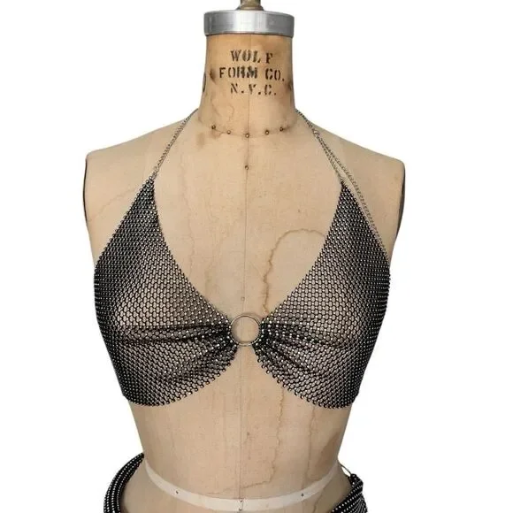 Chainmail-Inspired Top and Skirt Set Size M - Picture 2 of 8